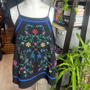 Embroidered smock top